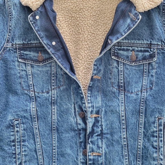 Mens Sheep skin lined Jean Jacket - Picture 4 of 9